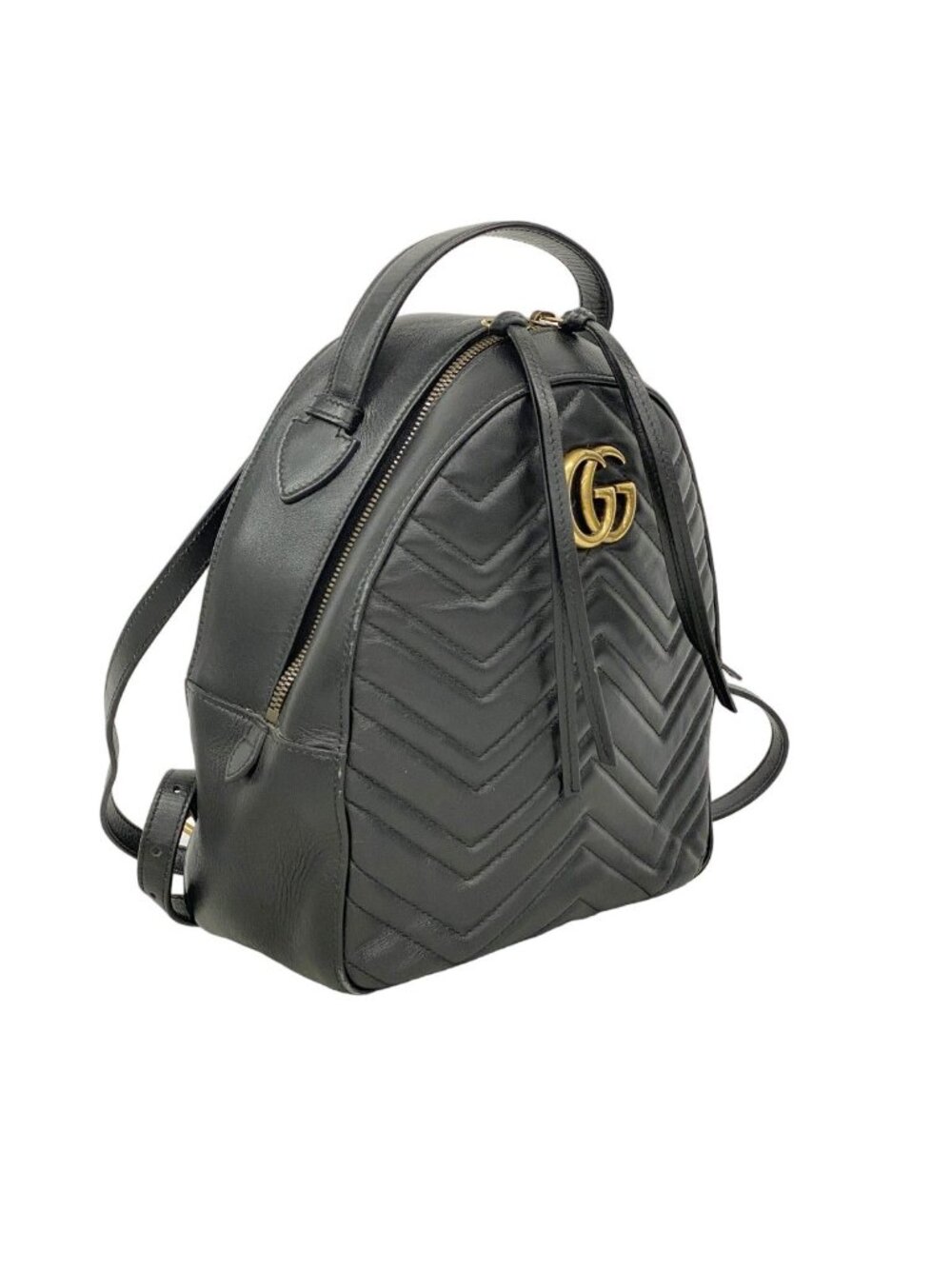 Gucci Backpack GG Marmont Leather Black Gold - Picture 2 of 10